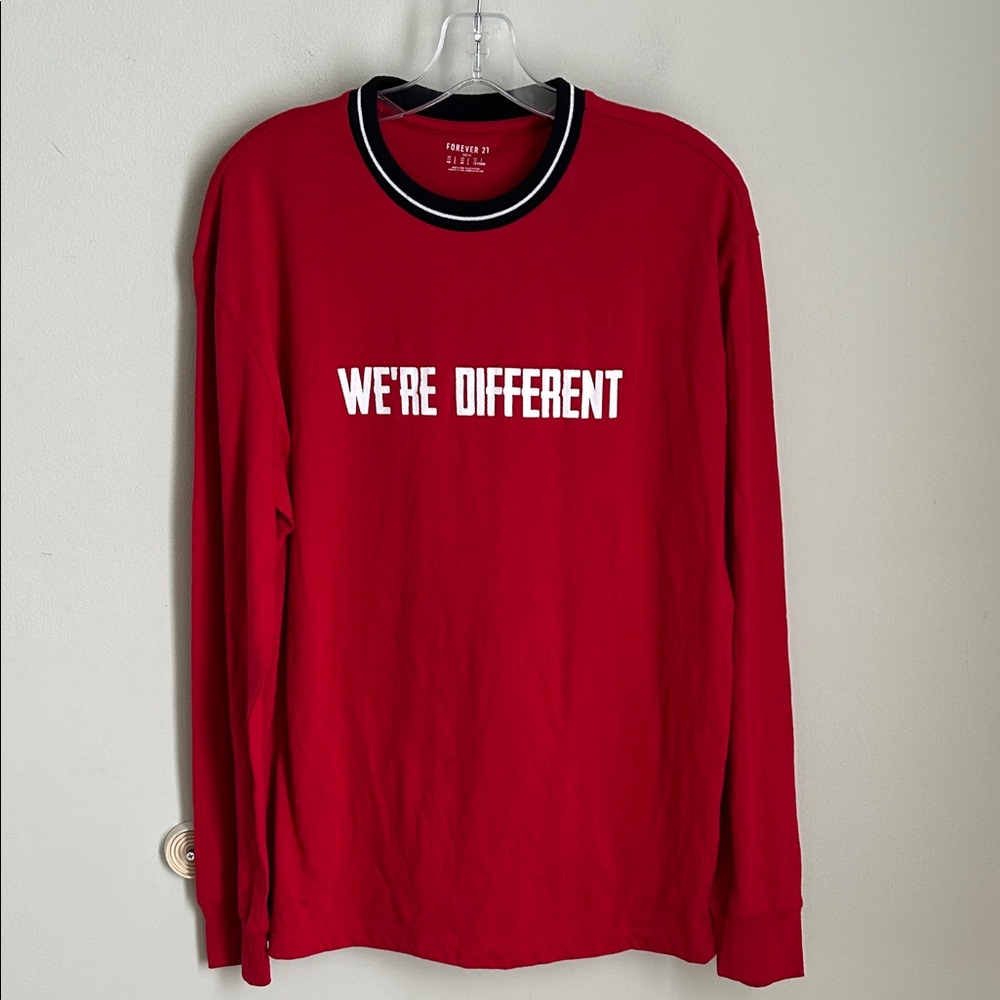 Forever 21 Red Long Sleeve Tee with Bold Text